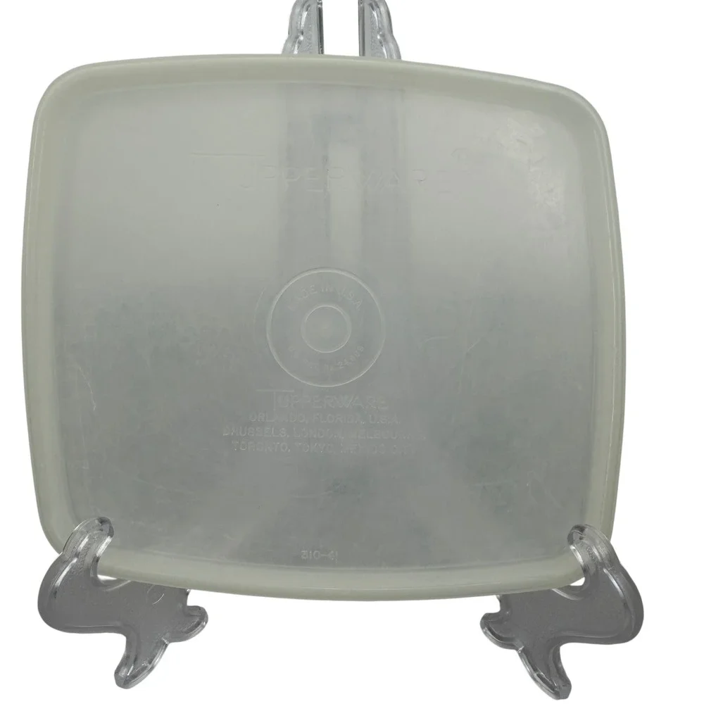Tupperware 310-41 Square Replacement Lid Sheer White Frosted 5x5 Vintage USA‎